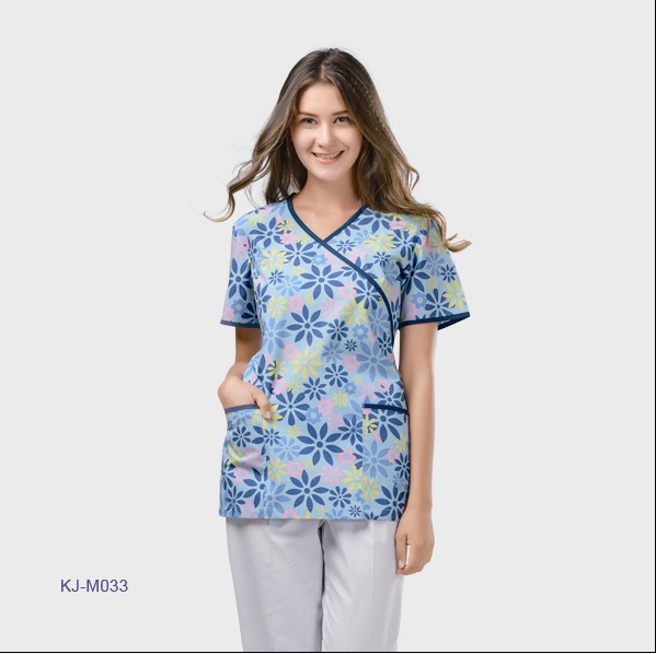 Printed reusable female medical scrub