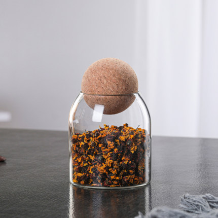Clear round shape glass jars and glass Kitchen storage containers with lid