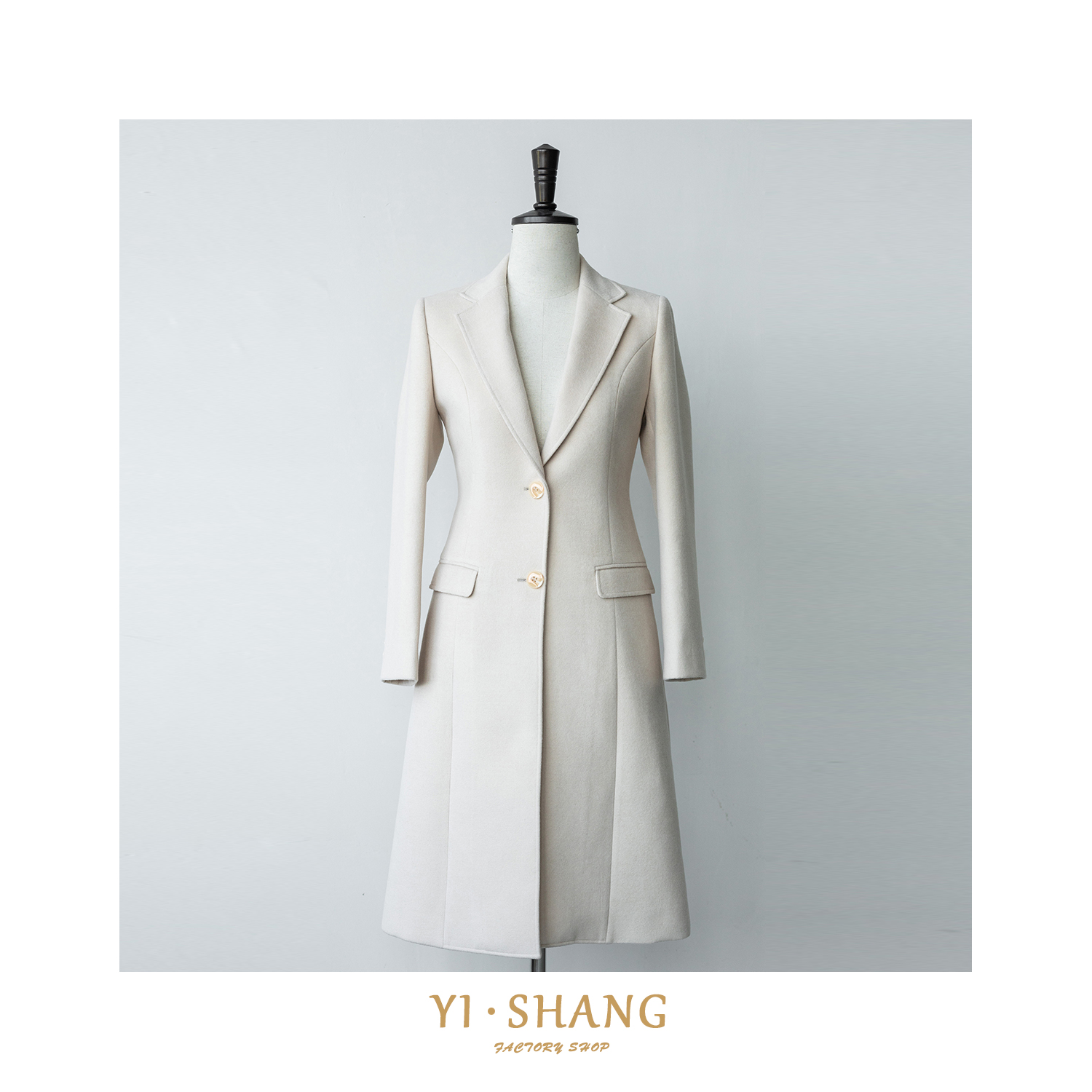 YISHANG autumn and winter beige slim wool coat for lady