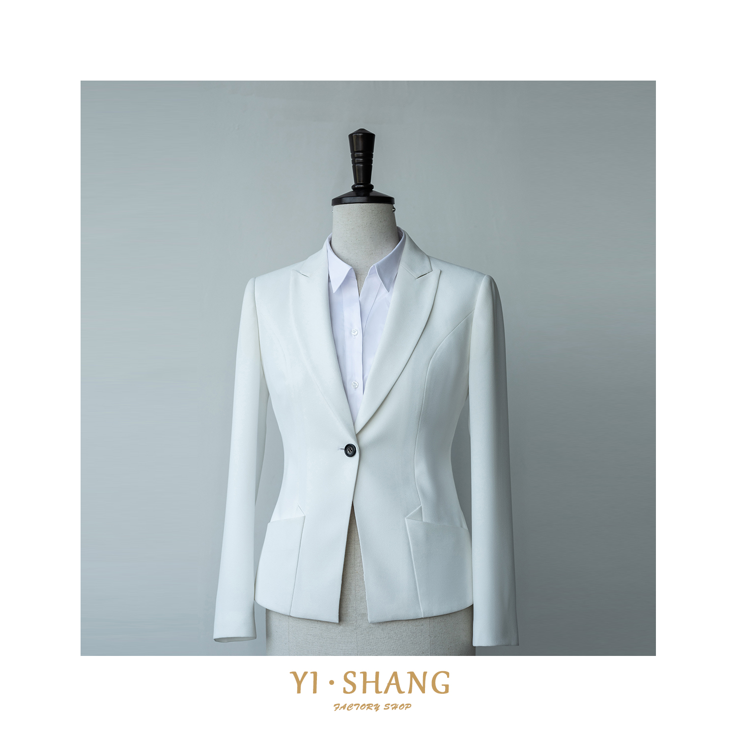 YISHANG white wrinkle - resistant slim women's single suit