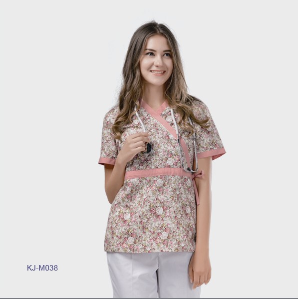 Charming cotton printed fabric medical scrub set