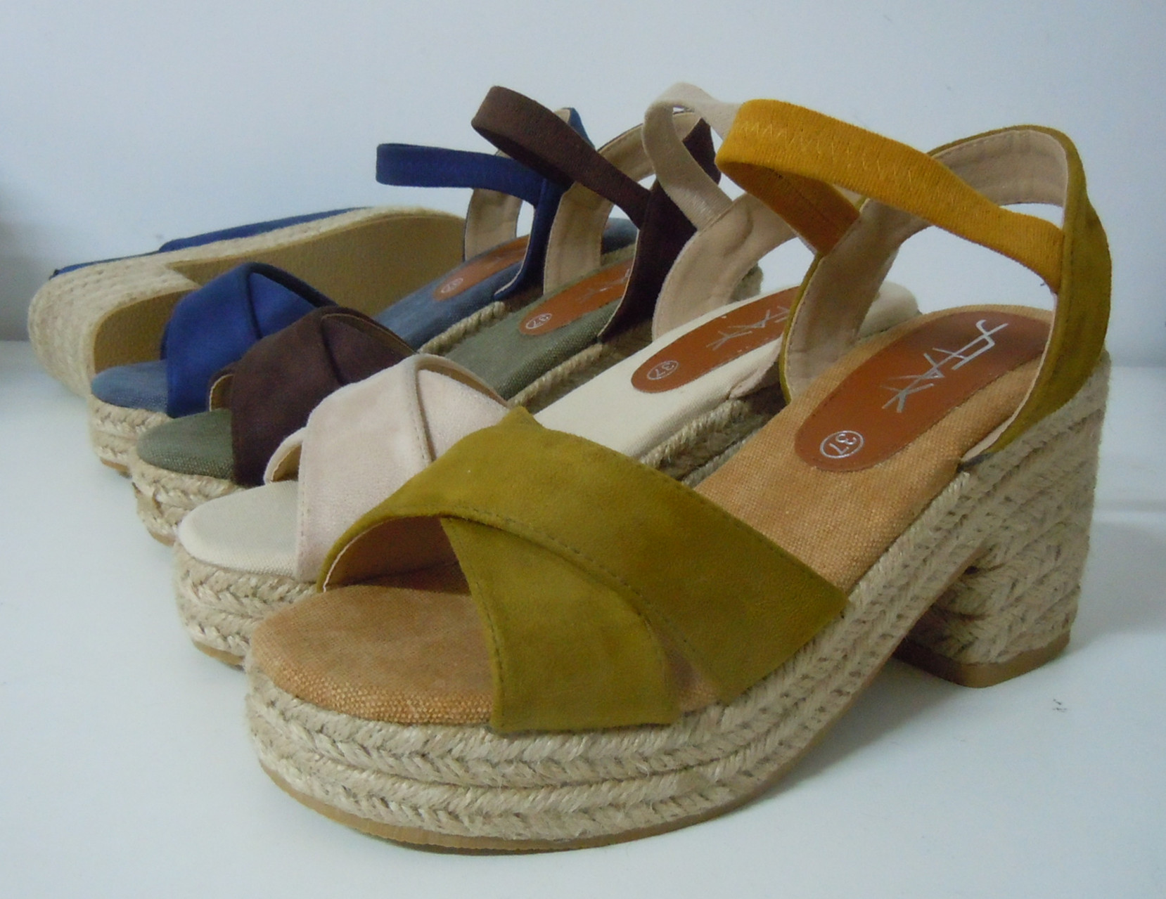 LE192164 Sandals,Linen Sandals, Cork Sandals