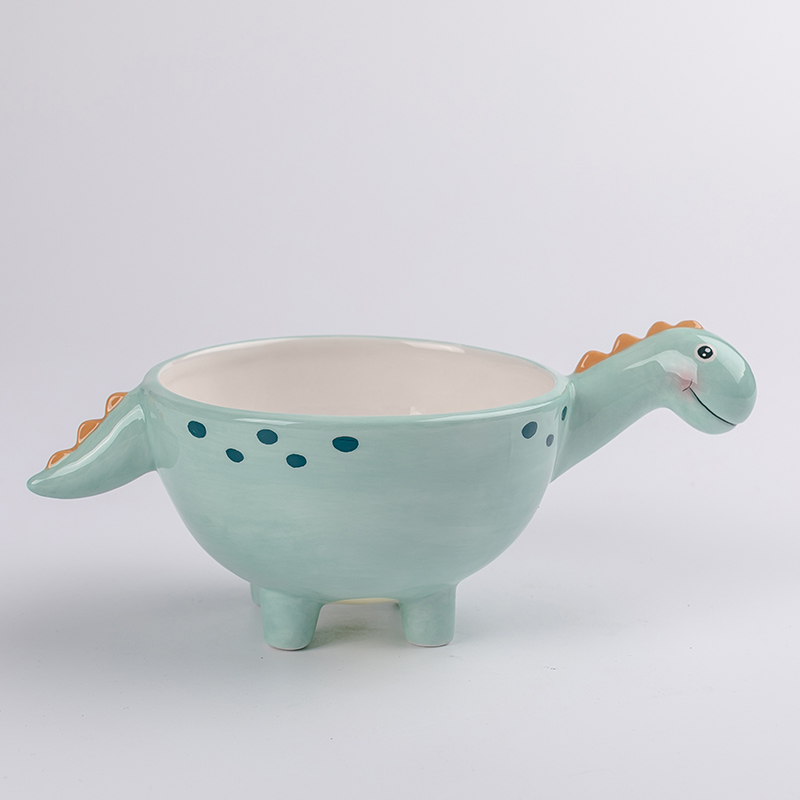 Dinosaur shape ceramic bowl, animal design 3D bowl for children