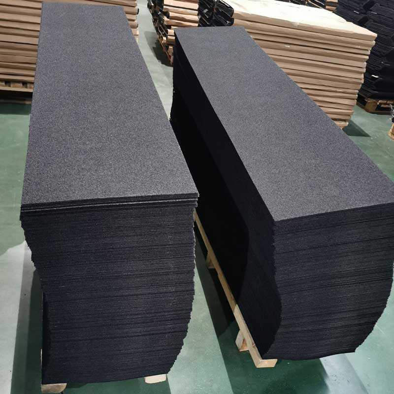 Flat sheet stone coated metal tiles