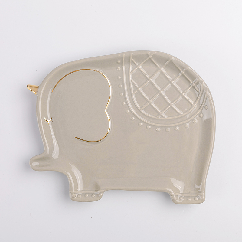 Ceramic grey elephant pictographic disc series