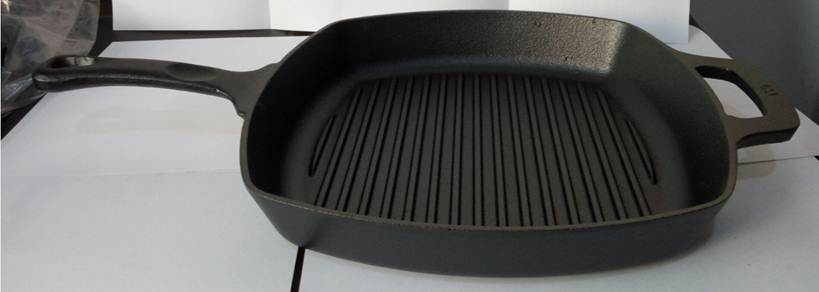 27cm cast iron grill pan with new style handle pre-seasoned