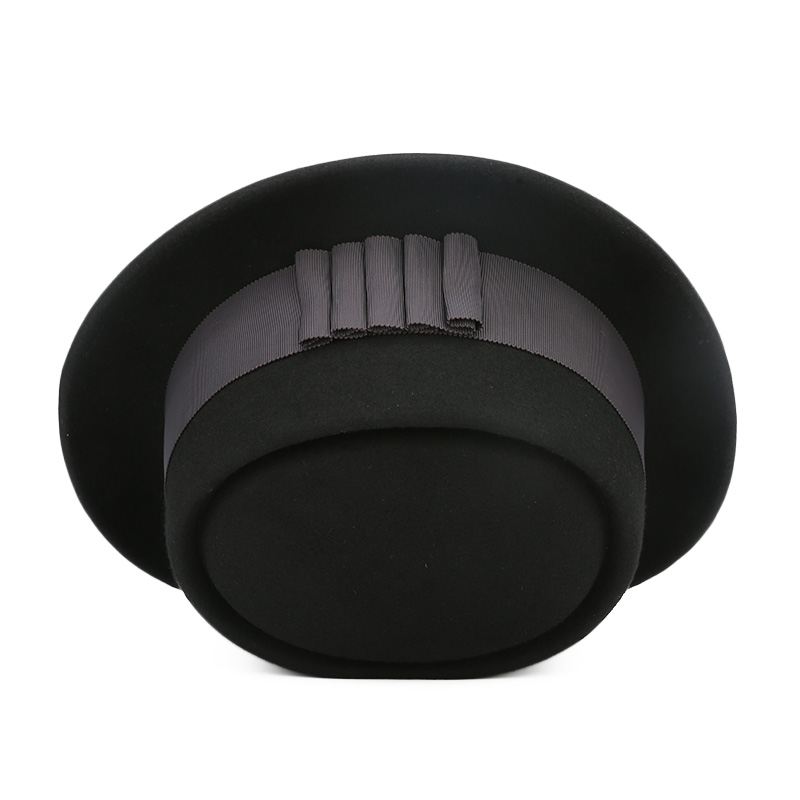 curl edge round head wool felt hat