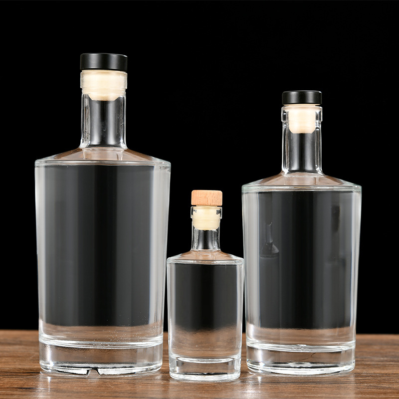 100ml 500ml 750ml flat shouder vodka glass liquor bottle whiskey glass bottle