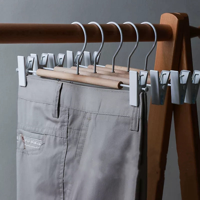 Multifunctional beech metal trousers hanger