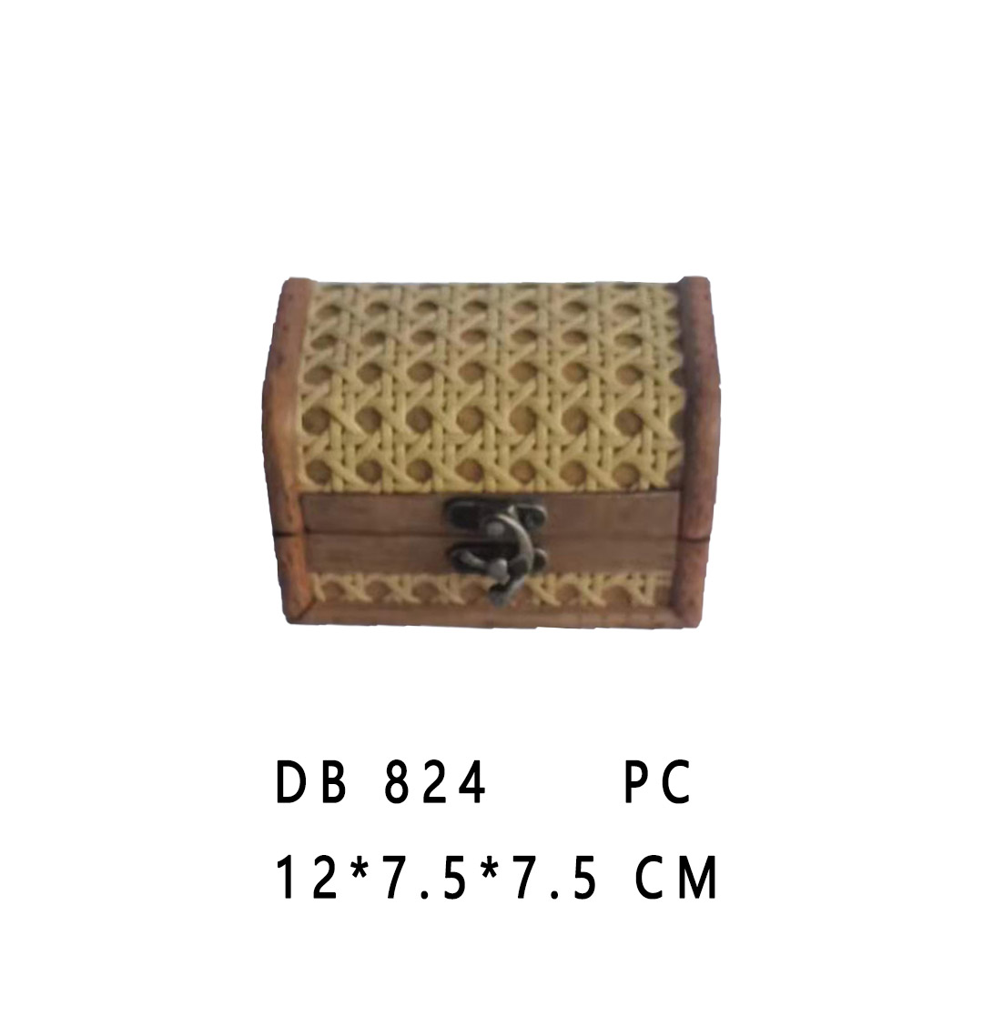 Handmade wooden & rattan treasure chest and gift packing wooden box