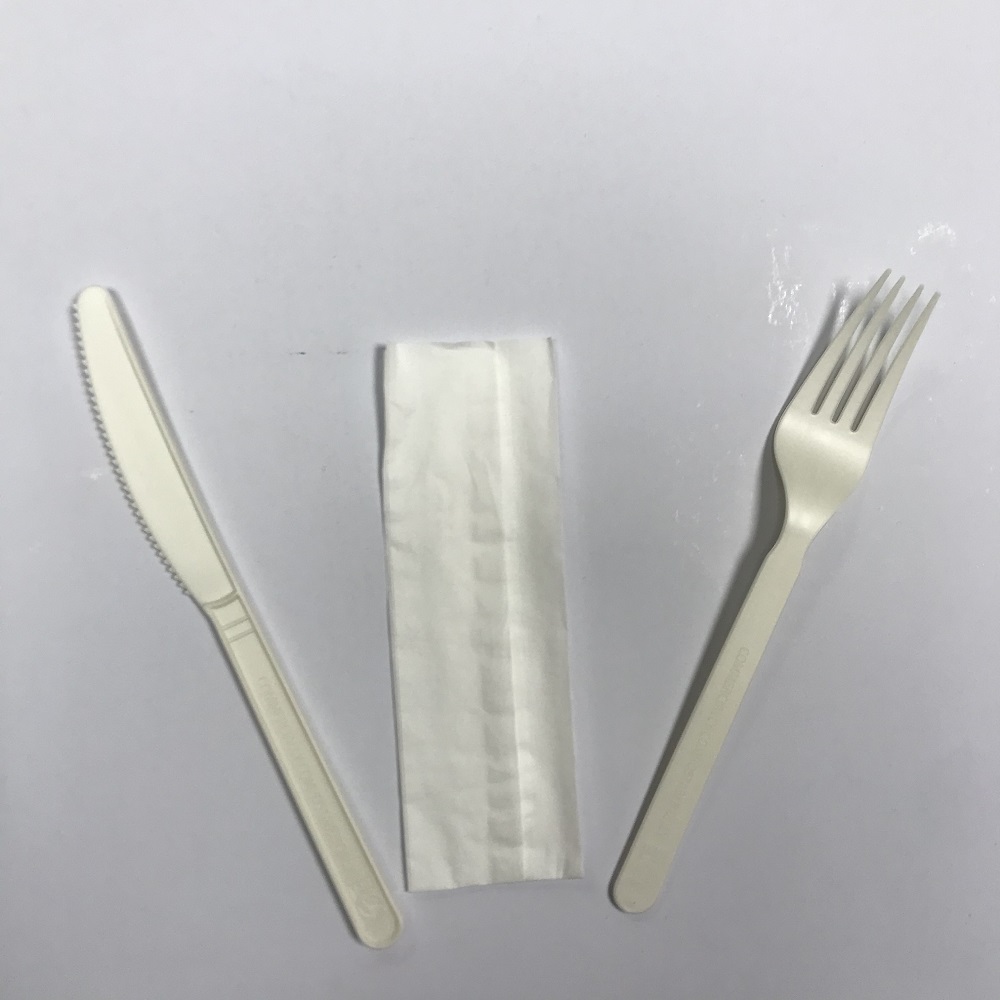 Disposable biodegradable plastic knife fork cutlery set 7 inch