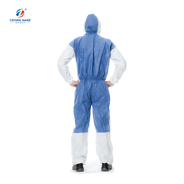 Type 5/6 microporous disposable coveralls with SMS back