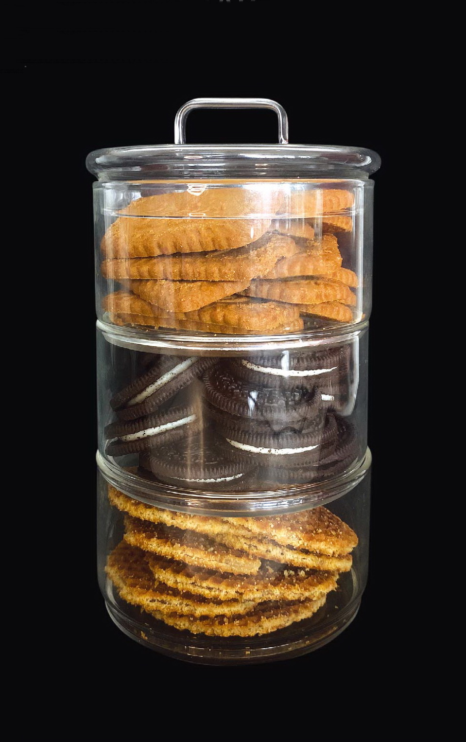 3pcs stacked up borosilicate glass food container