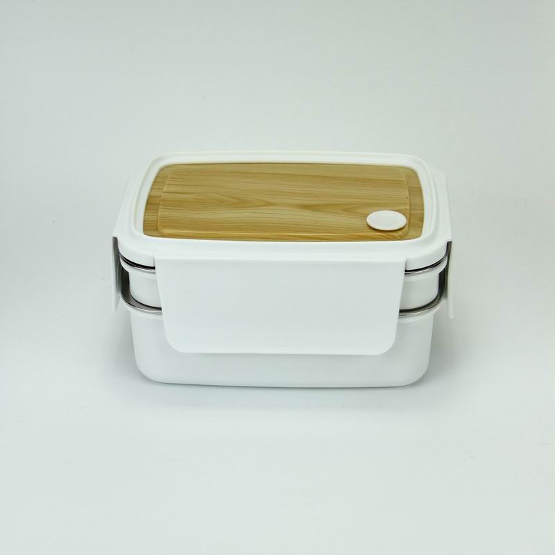 Lunch box Drink new stackable 2sealed canister large capacity silicone gasket sealed and leakproof prevent to leakage 304SS wood