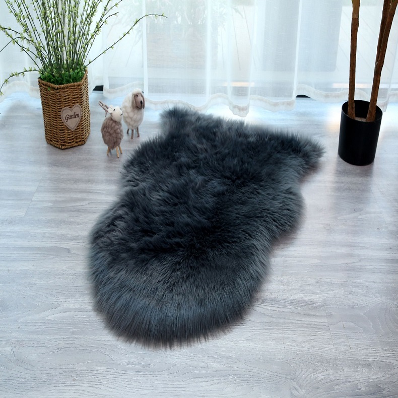 Hot sale grey faux fur rug carpet Comfortable sheepskin fur carpets rugs Shaggy fur area rugs carpets for living room