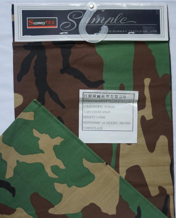 80%POLYESTER 20%COTTON 115GSM Plain Camouflage