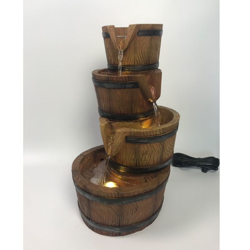 Classical antique polyresin barrel fountain for home and garden decoration