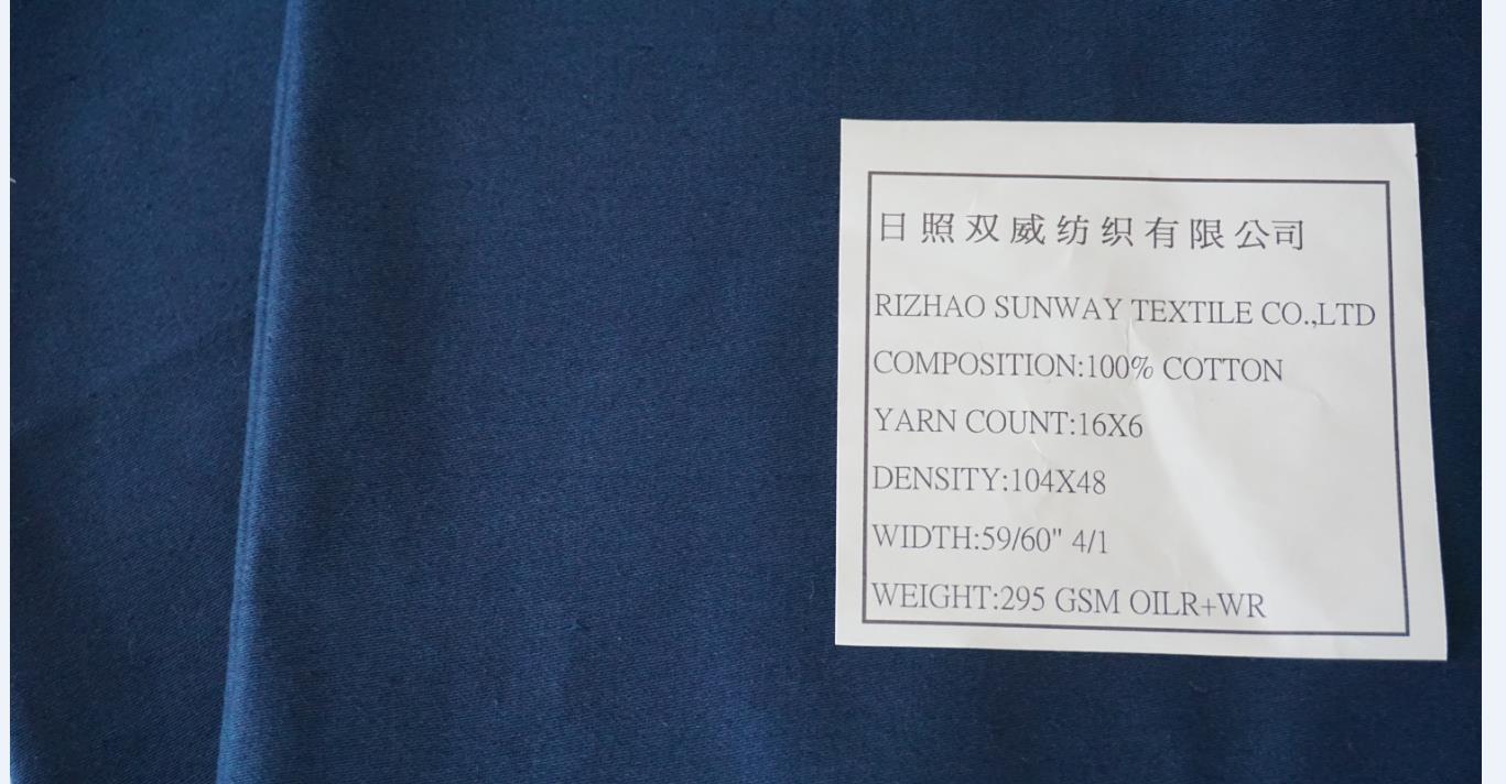 100%COTTON 295GSM Oil release&Water Proof