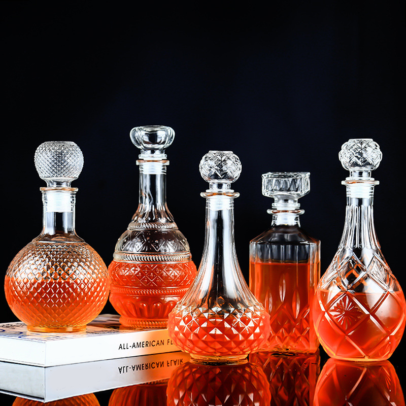 500ml 700ml 750ml 850ml 1000ml Fancy Large Volume Glass Bottle for liquor decanter wine glass decanter set Whiskey Glasses for Home Party Use