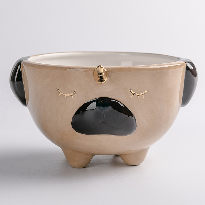 Ceramic one-horned dog series bowl