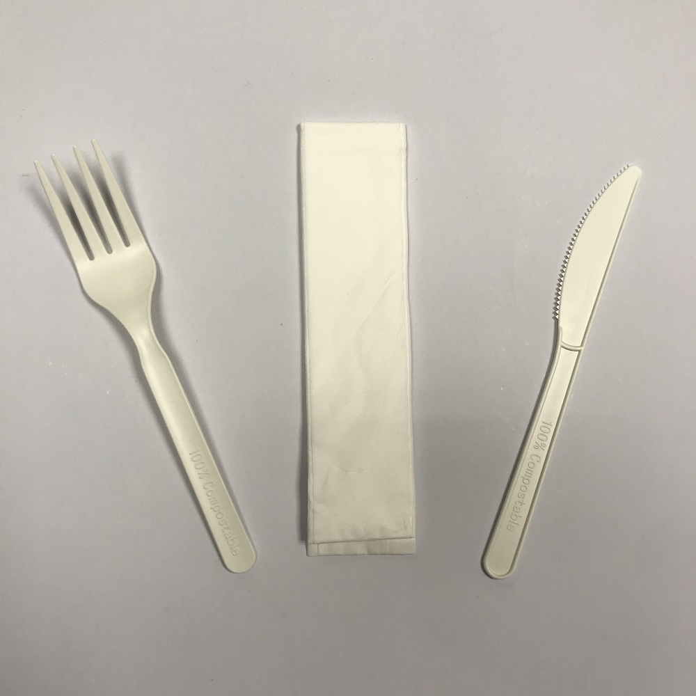 Disposable biodegradable plastic knife fork cutlery set