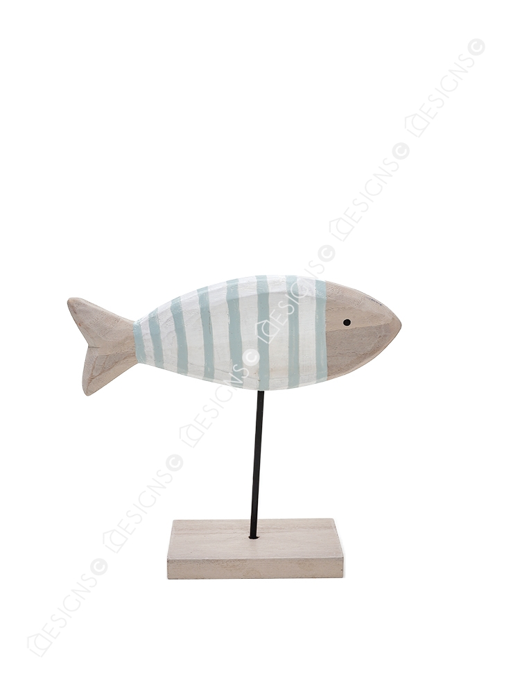 Wooden Painted Fish Ocean Themed Home Décor Tabletop Centerpiece