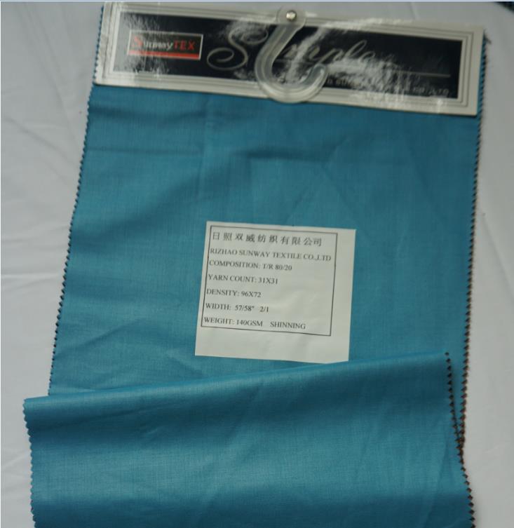 80%polyster 20%rayon 140GSM TWILL SHINNING