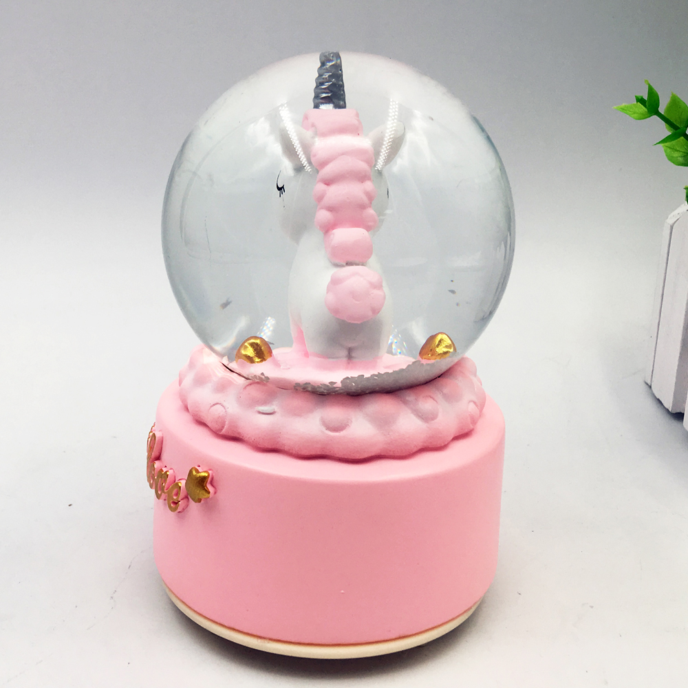 Unicorn Love theme snow globe