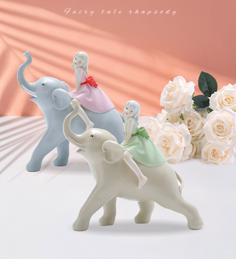 Polyresin Lovely Girl with elephant