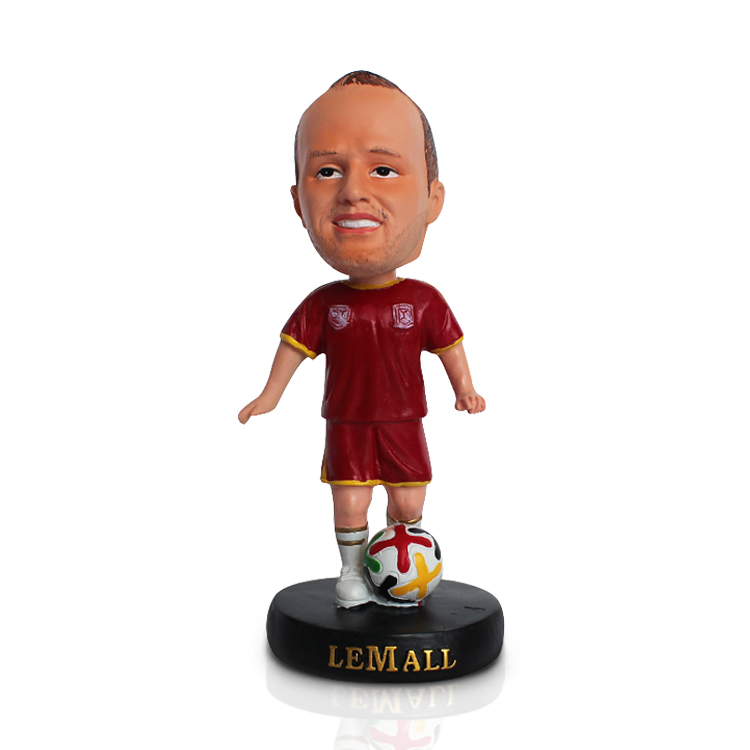 Custom resin car ornaments footballer bobble head