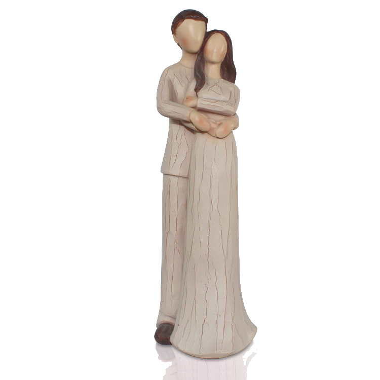 Custom Lovely Gifts Portrait Wood-Like Resin Couple Statue