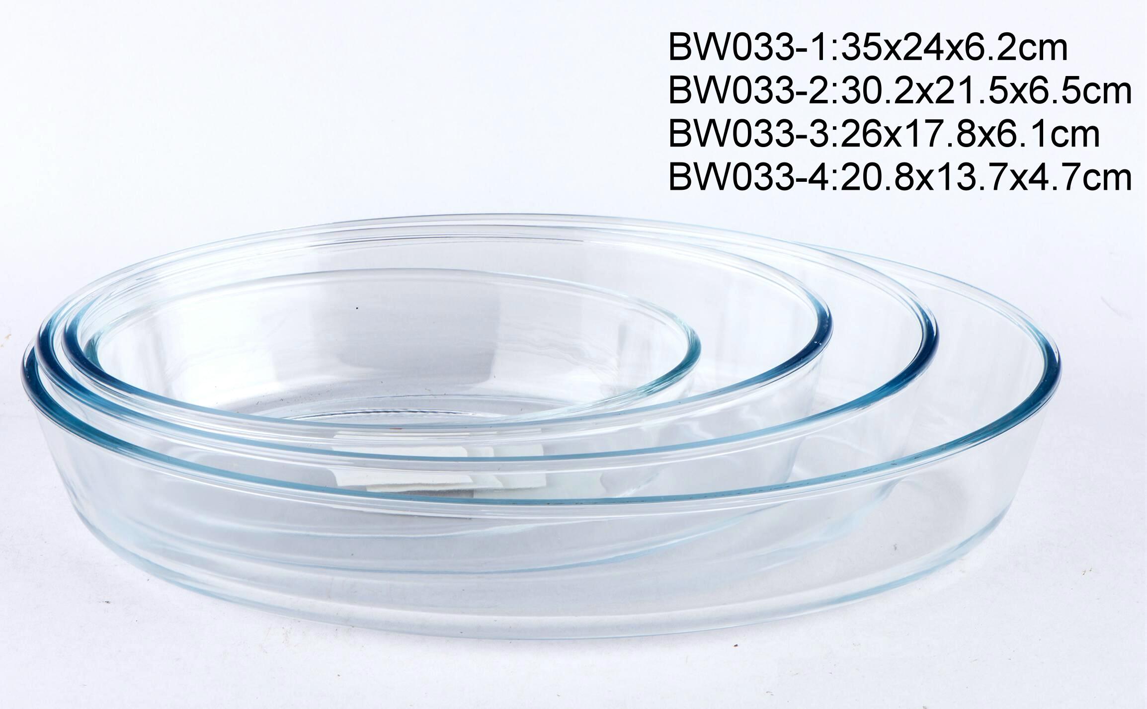 Oval shape borosilicate glass baking plate
