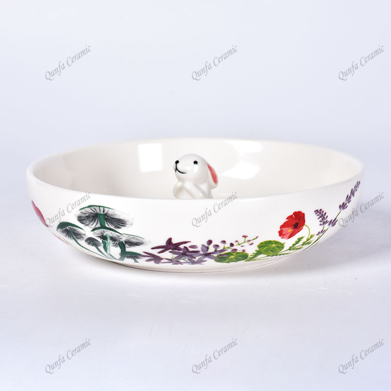 Amazon Wholesale Price Easter Cute Bunny Creative Decoration Dry Ceramic Dried Fruit Plate