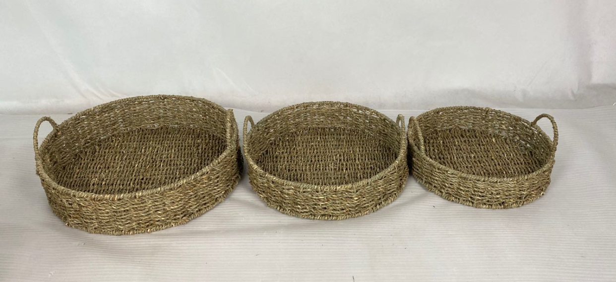 YR21032917 zhengheshun restaurant furniture set 3 seagrass basket with handle