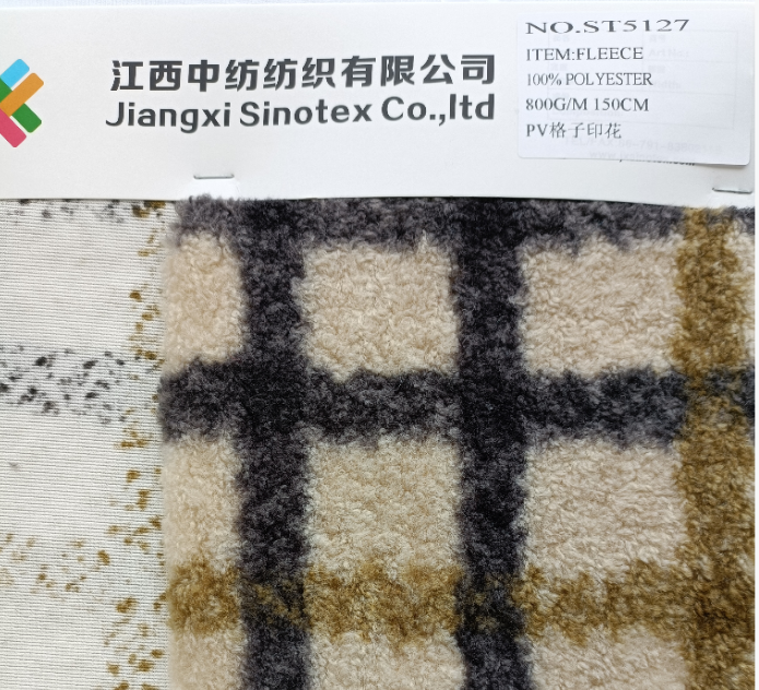 St5127 Pv Checking Fleece Sherpa Fleece With Print 100%polyester Pv Checking Fleee 800gsm150cm