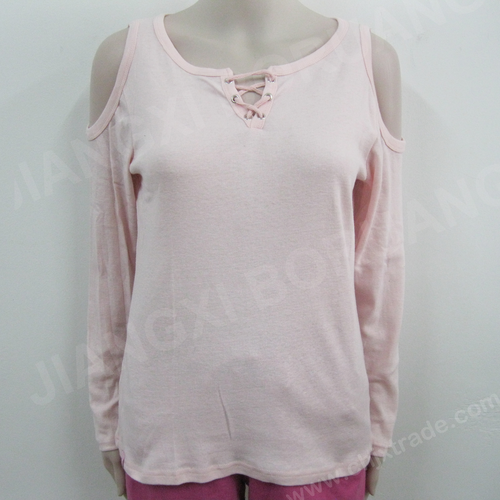 Pink cotton sexy long sleeve T-shirt for Womens with print