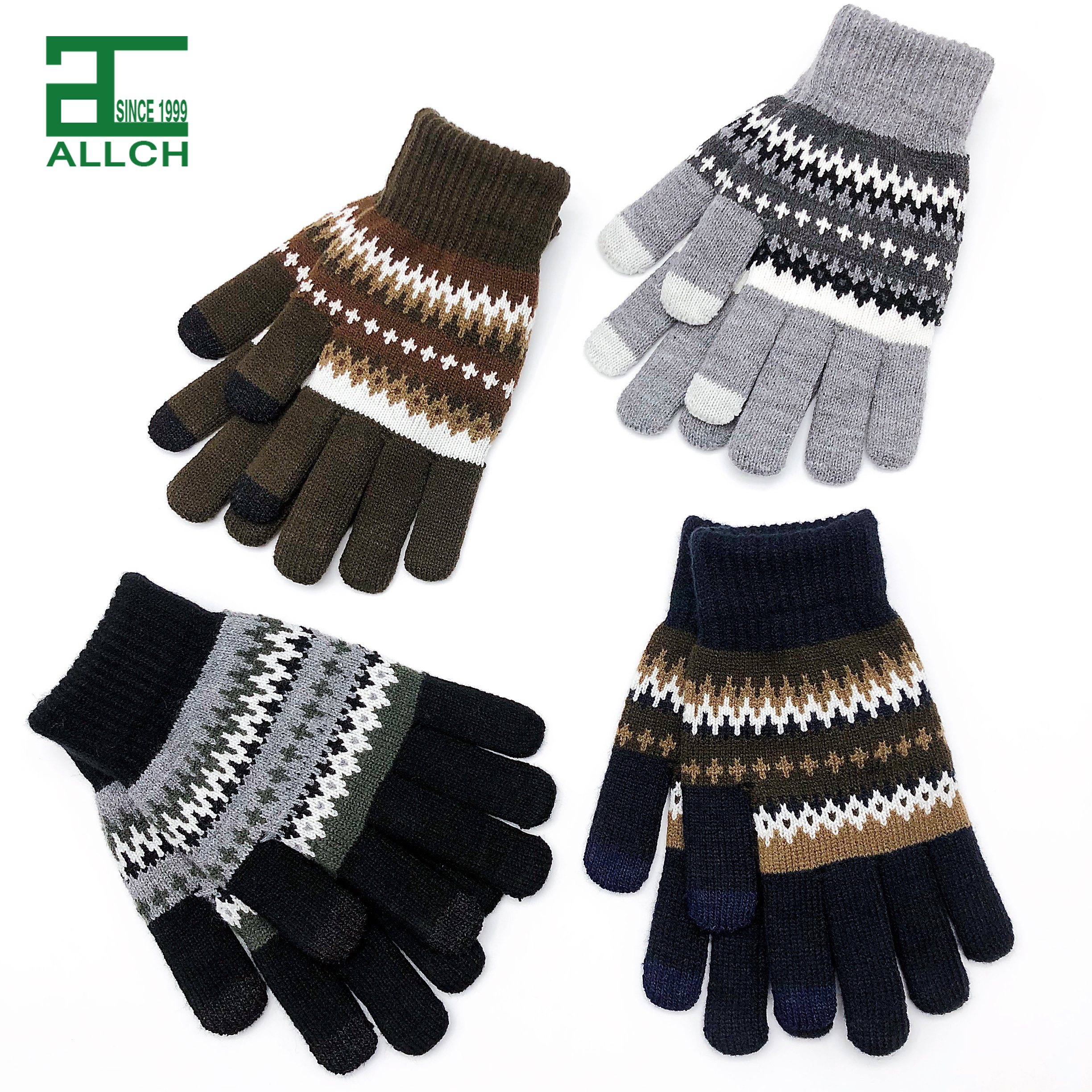 AL000084 Winter Warm New Fashion Jacquard Touch Screen Glove Custom Glove Thermal Glove Double Layer
