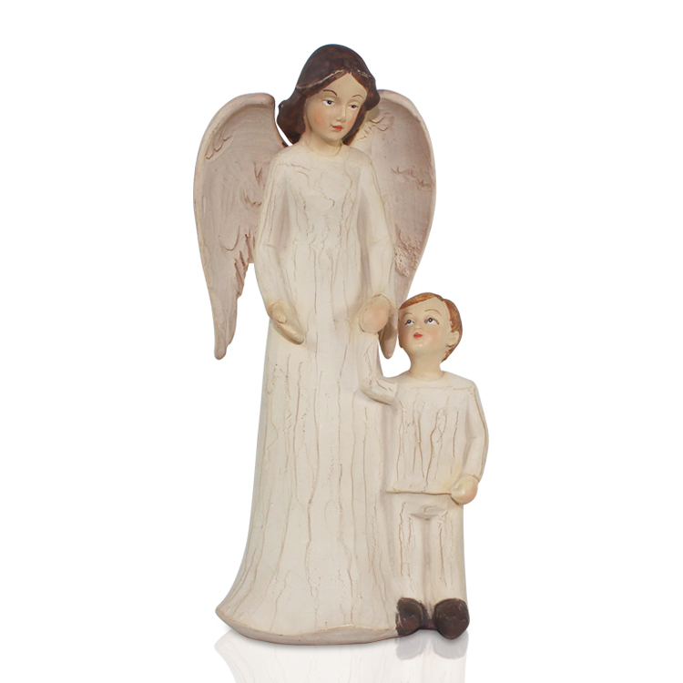 Manufacturer Resin Wood Mother Fairy And Baby Statue