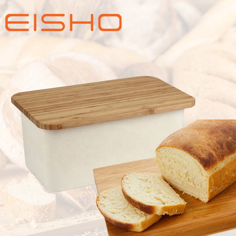 Wholesaele Customized Rectangular Bambo Bread Storage Box With Bamboo Bread Cutting Board