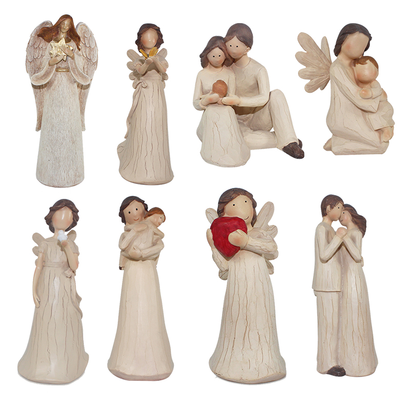 Custom Lovely Gifts Portrait Wood-Like Resin Couple Statue