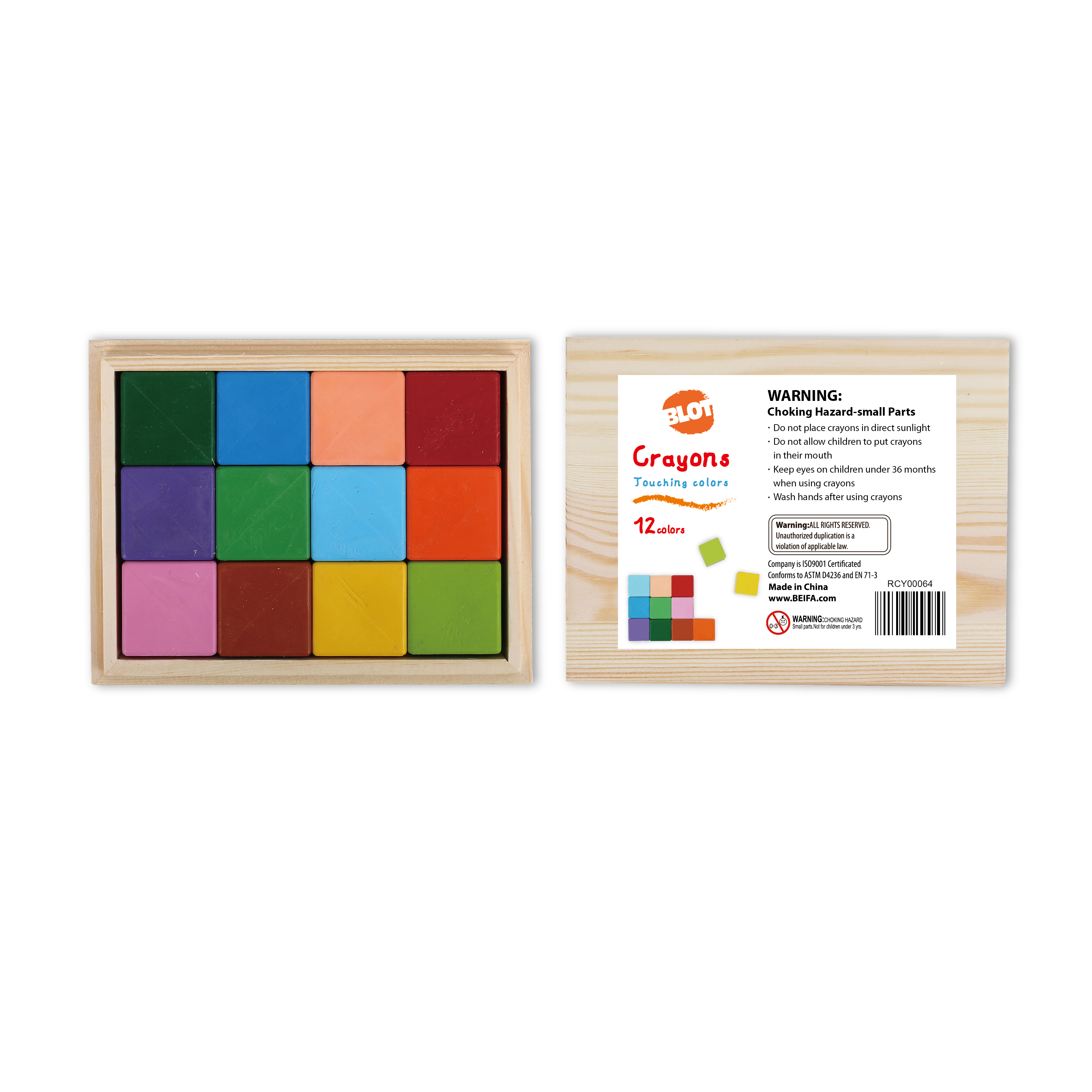 Square crayons 12 colors