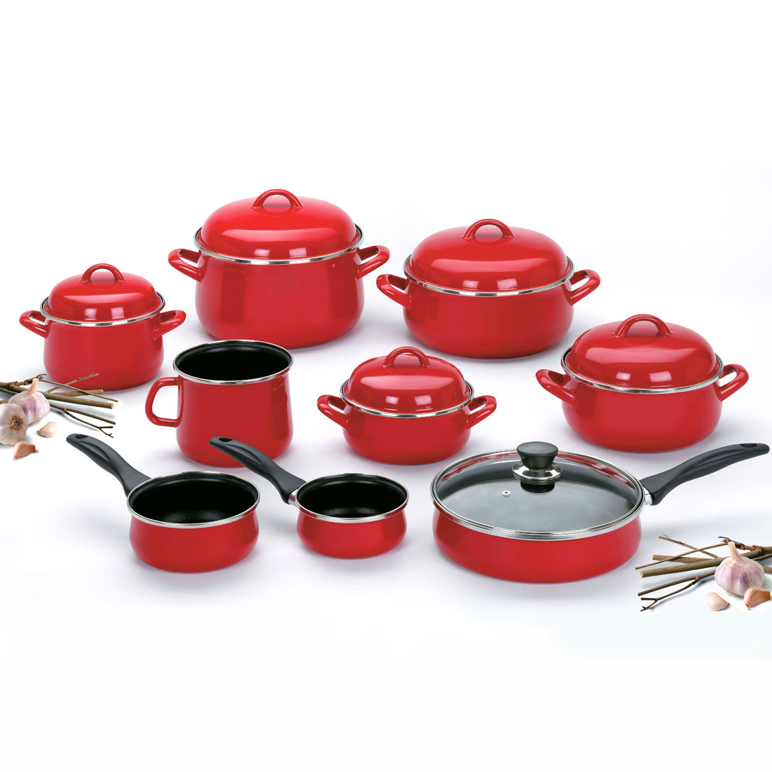 5 Pcs Black Nonstick Coating Iron Cookware Set Wok Pan Pot Multi Functional cooking Sets