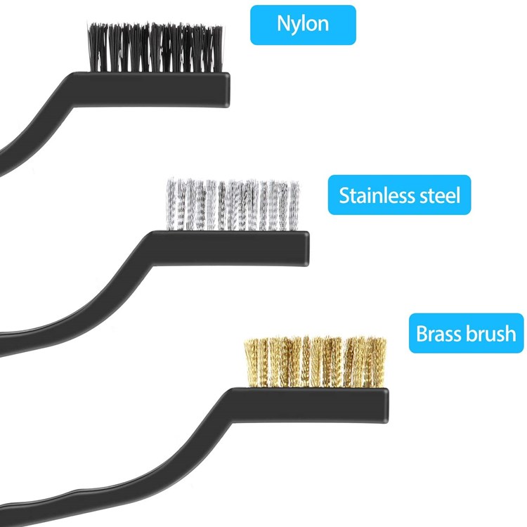 3 Pieces Scratch Wire Brushes set with Curved Handle for Cleaning Dust Welding Slag and Rust car metal brush