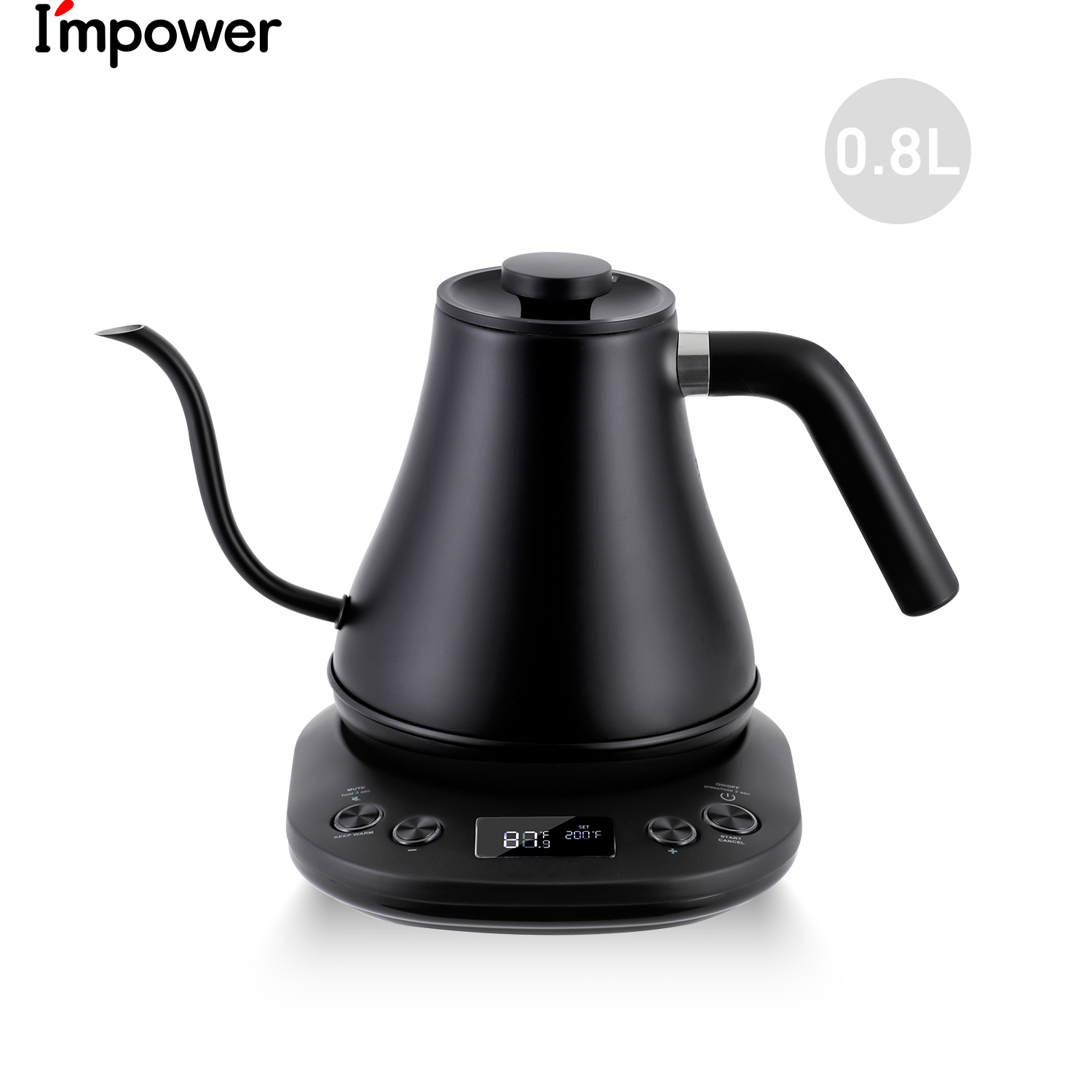 Anboer Electric kettle 0.8L Digital Gooseneck Kettle for Coffee or Tea with LCD Screen