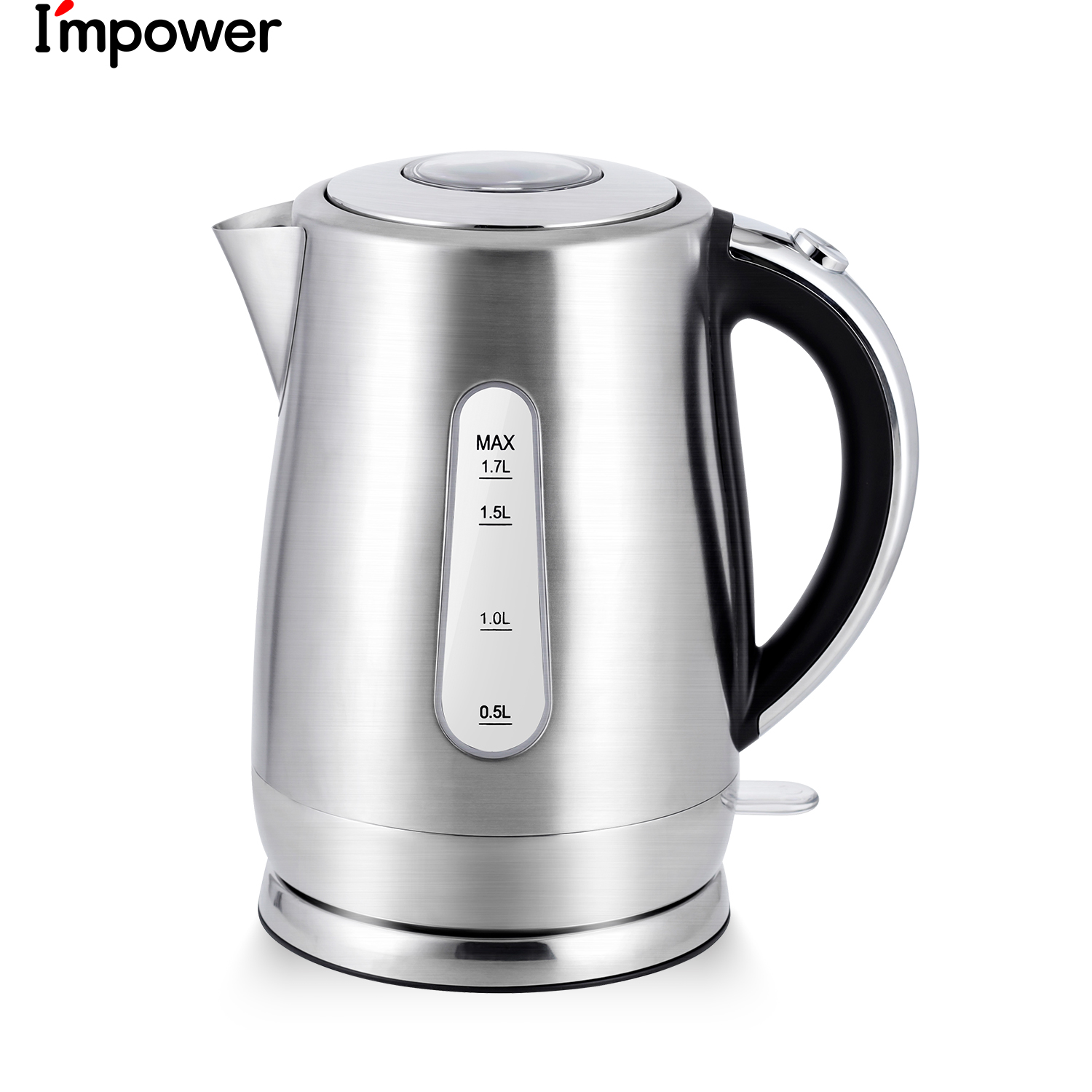 Single layer stainless steel 1.7L electric kettle visible water window design (HB-3169)