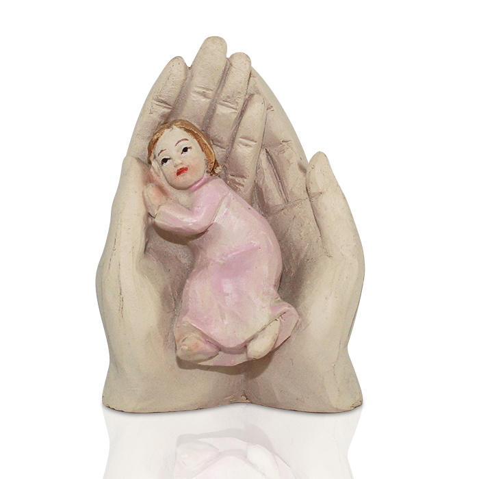 Factory Wooden Resin Angel In The Palm Figurine
