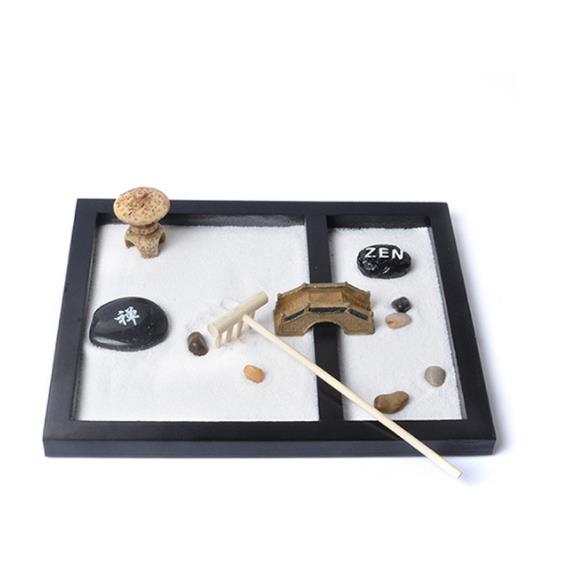 Custom Made Feng Shui Mini Sand Tabletop Zen Garden Set