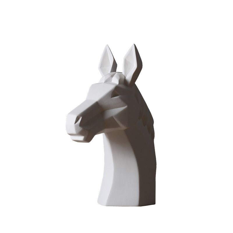 Nordic Abstract Animal White Horse Head Decoration