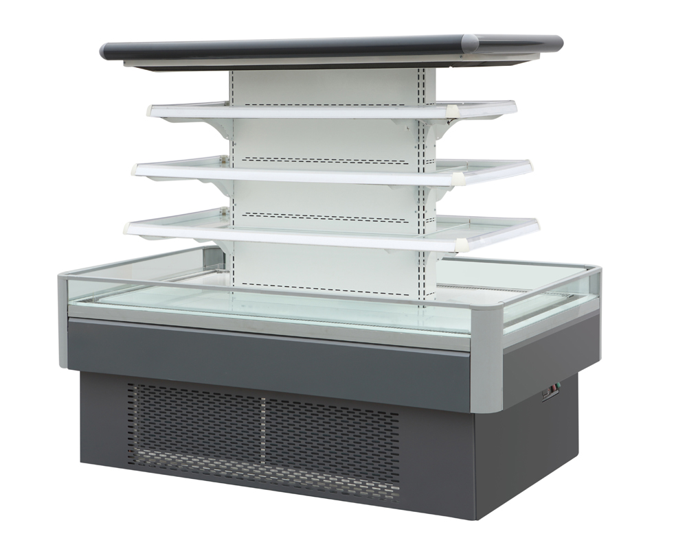 Mini portable round island cabinet display freezer supermarket beverage dairy fruit display refrigerator