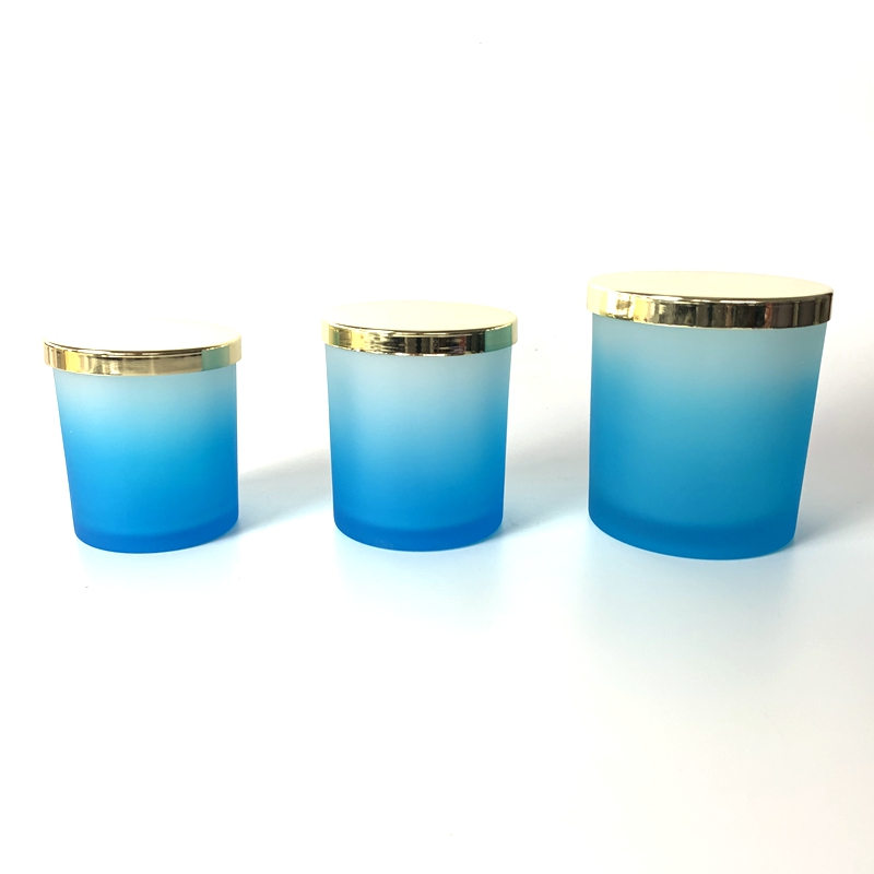 light blue ombre glass candle holder